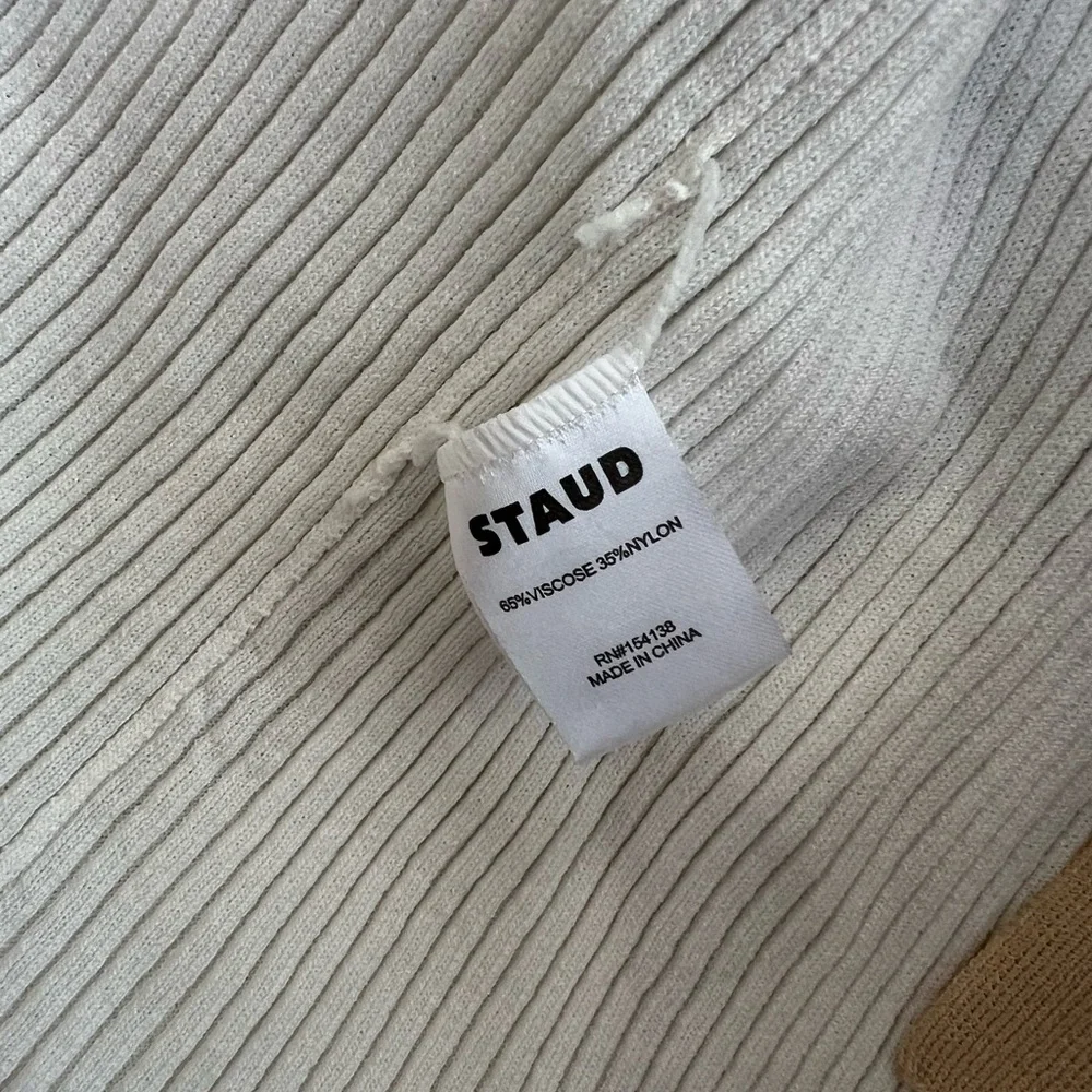 STAUD Shoko Colorblock Ribbed Button Front Sweater Dress, White/Beige, XL - Picture 5 of 7